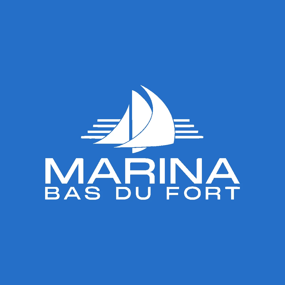 Marina Bas-du-Fort — nouvelle identité blanche sur fond bleu