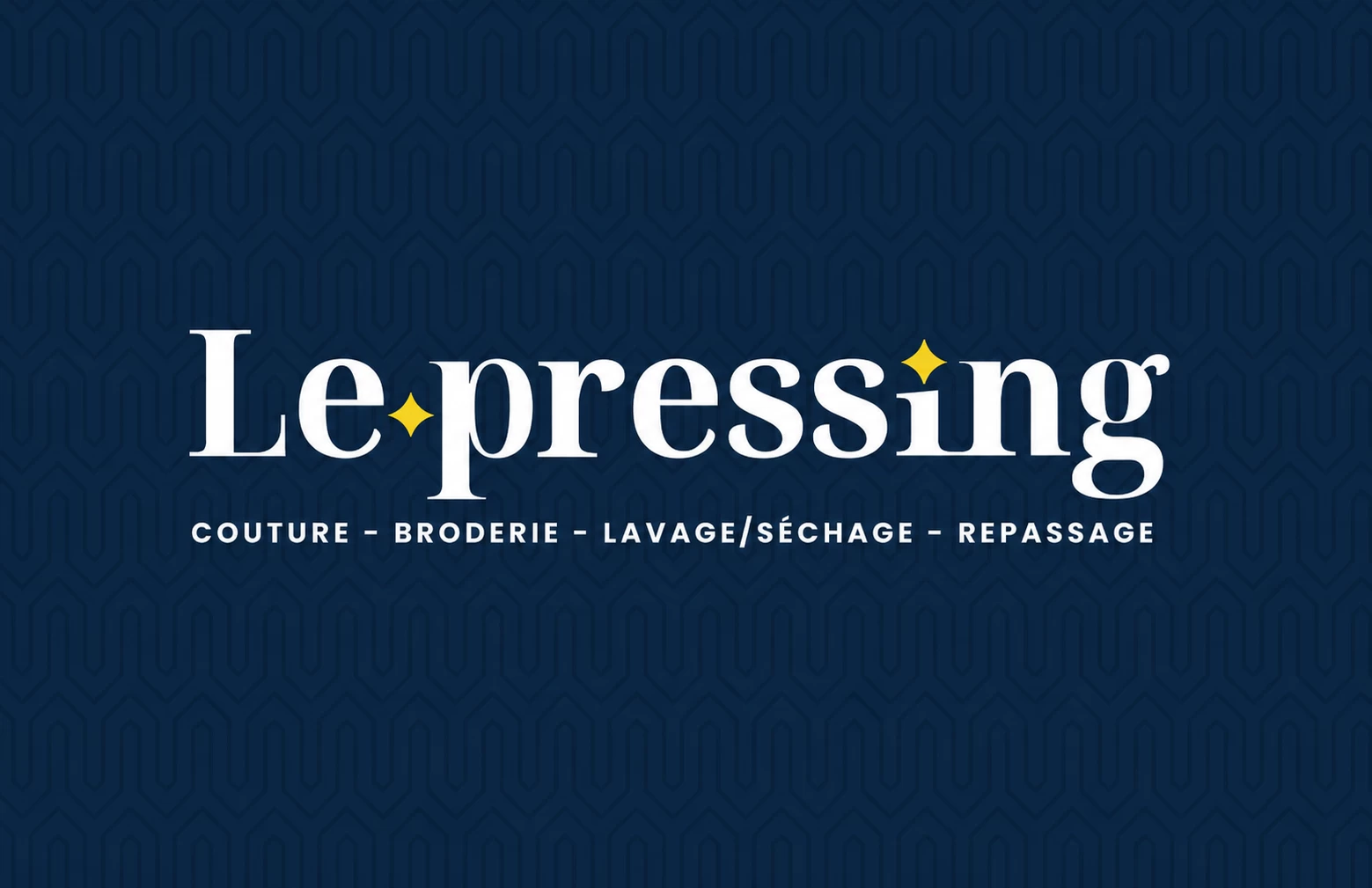 Le Pressing — nouvelle identité sur fond bleu