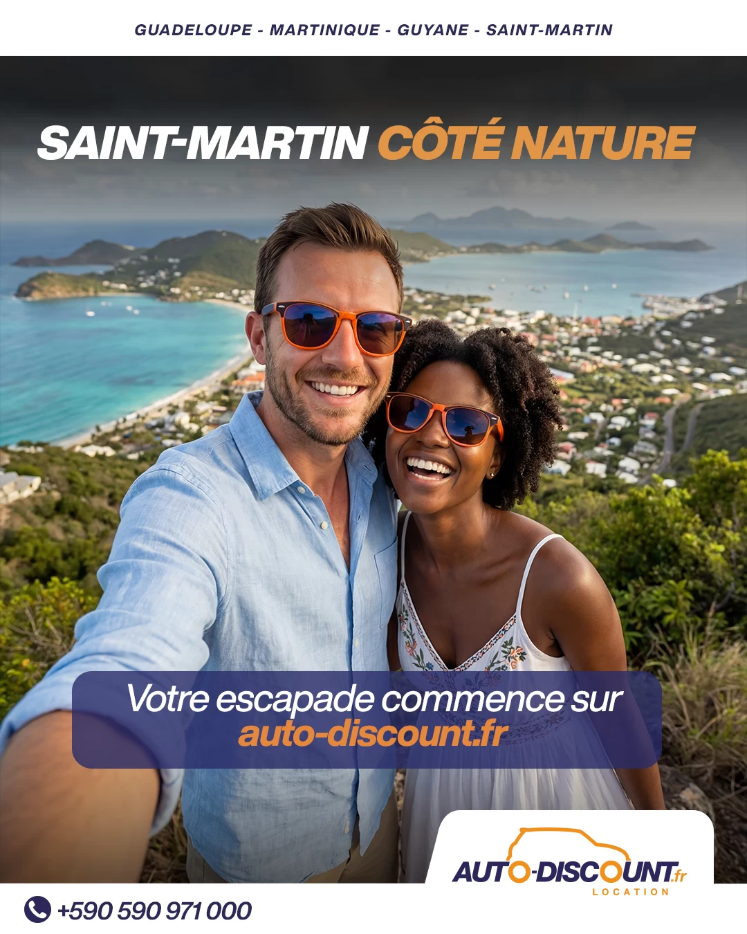 Publication Auto Discount consacrée aux paysages de Saint-Martin