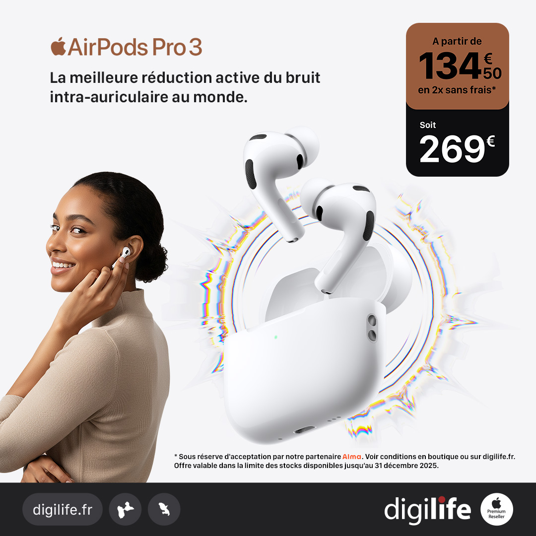Post carré premium Digilife pour les AirPods Pro 3